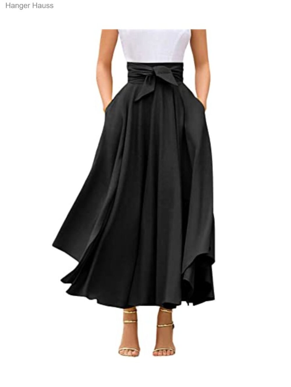 High Waisted Side Slit Bohemian Maxi Skirt with Pockets